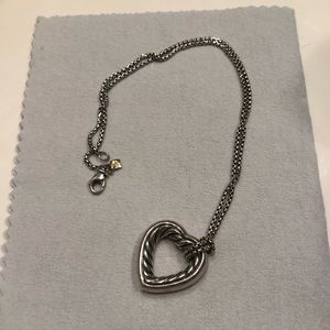 David Yurman Two-Tone Cable Heart Necklace